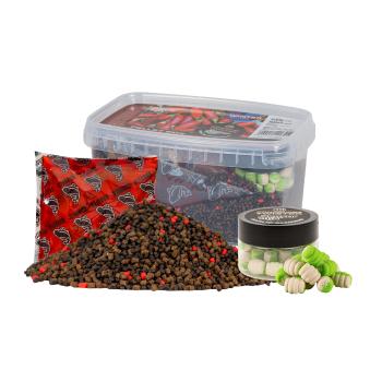 Benzar mix winter pellet box 400 g + twister nástraha + aróma sáčok - chili klobása