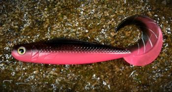Redbass gumová nástraha twister kixter black/signal pink uv color - l 100 mm