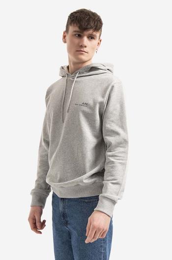 Bavlnená mikina A.P.C. Hoodie Item COEAS-H27672 BLACK pánska, šedá farba, s kapucňou, jednofarebná