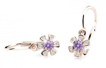 Cutie Jewellery Detské náušnice z ružového zlata C2156-10-X-4 fialová