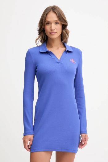 Šaty Calvin Klein Jeans fialová farba, mini, áčkový strih, LV047D214G