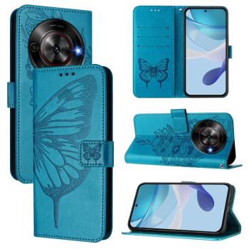ART BUTTERFLY Peňaženkový obal pre ZTE Blade A75 5G modrý