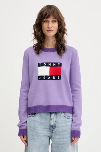 Sveter Tommy Jeans fialová farba, DW0DW20970
