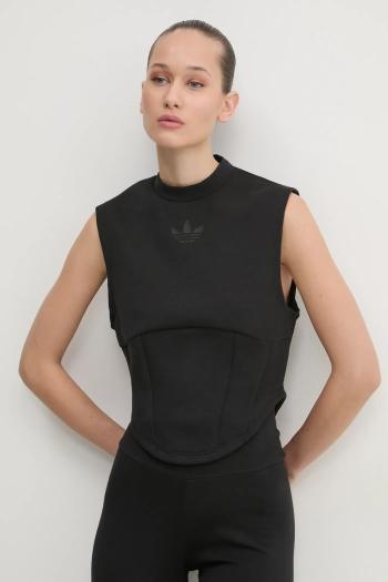 Tričko adidas Originals INTERLOCK VEST dámske, čierna farba, s polorolákom, JJ0967