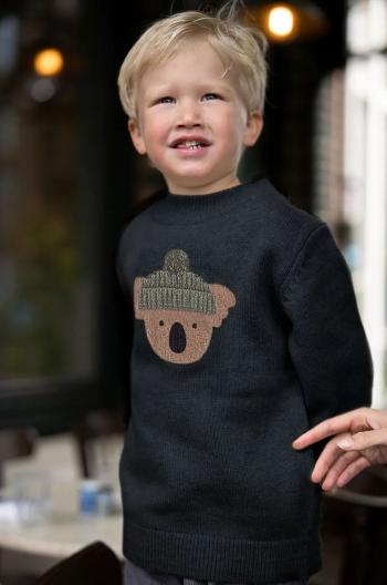 Vlnený detský svetrík Donsje Denn Merino Wool Sweater Koala tmavomodrá farba, 4083503