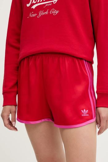 Šortky adidas Originals 3-Stripes červená farba, s nášivkou, vysoký pás, JZ3513