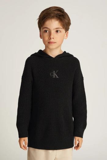 Bavlnený sveter Calvin Klein Jeans čierna farba, IB0IB02413