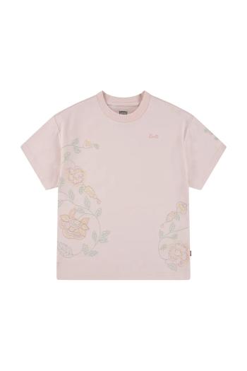 Detské tričko Levi's OVERSIZE EMBROIDERY FLORAL ružová farba, 3EM398
