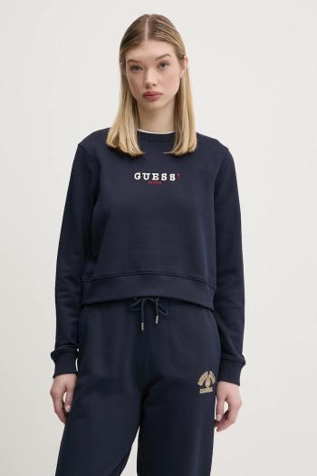 Bavlnená mikina Guess Jeans dámska, tmavomodrá farba, s potlačou, W5RQ28 K68I4