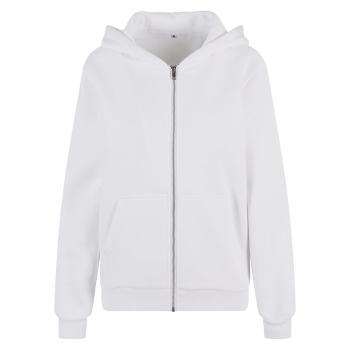 Build Your Brand Hebká dámska mikina na zips Fluffy - Biela | XL