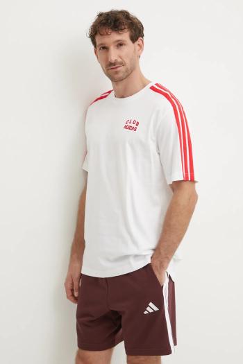 Bavlnené tričko adidas M C COLLE Collegiate pánske, biela farba, s nášivkou, JJ1606