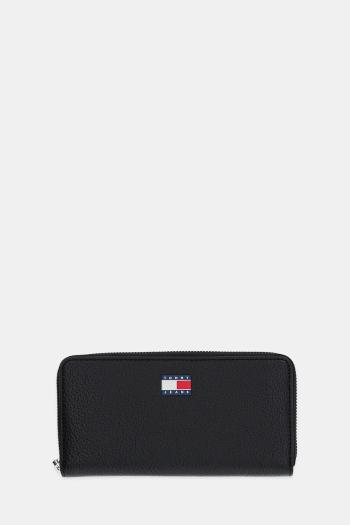 Peňaženka Tommy Jeans dámska, čierna farba, AW0AW17585