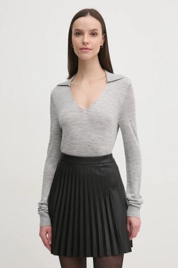 Sveter s prímesou vlny Calvin Klein dámsky, šedá farba, tenký, K20K208029