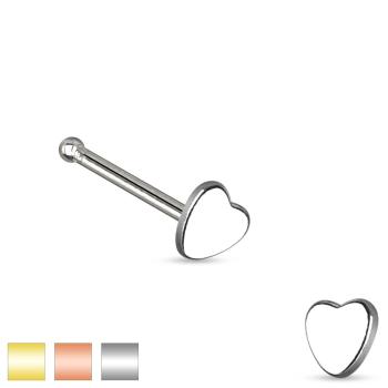 Piercing do nosa z chirurgickej ocele, malé symetrické srdiečko - Farba piercing: Strieborná