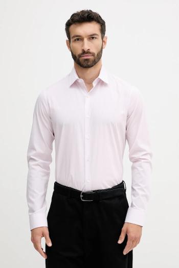 Košeľa Calvin Klein ružová farba, slim, s klasickým golierom, LV019EU002