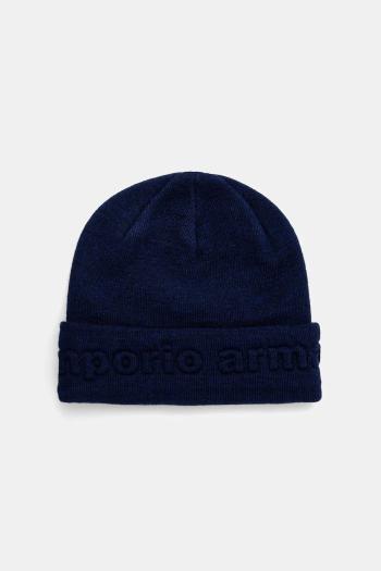 Vlnená čiapka Emporio Armani tmavomodrá farba, EB000677 AF18838