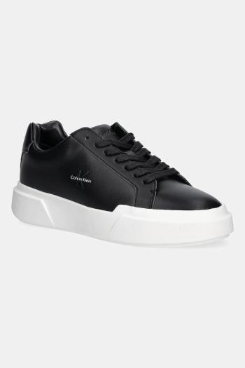 Kožené tenisky Calvin Klein CHUNKY CUPSOLE LACEUP LTH čierna farba, YW0YW01947