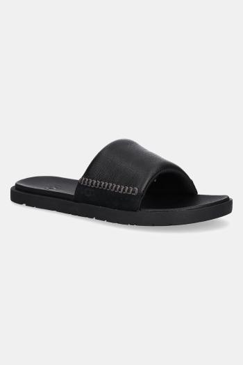 Kožené šľapky UGG Seaside II Slide pánske, čierna farba, 1166593-BLK