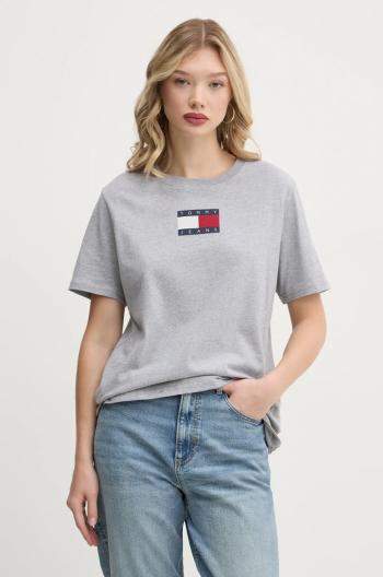 Bavlnené tričko Tommy Jeans dámske, šedá farba, DW0DW20461