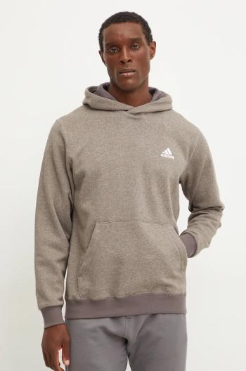 Mikina adidas pánska, hnedá farba, s kapucňou, melanžová, IY6617