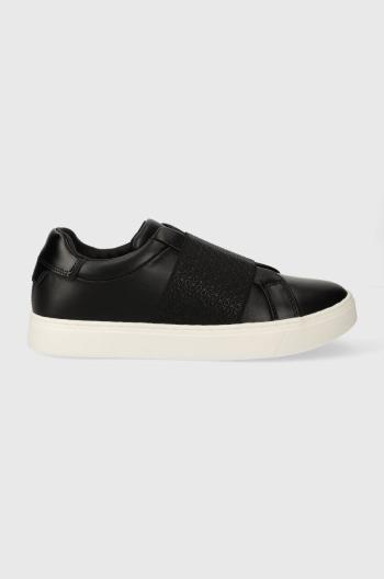 Kožené tenisky Calvin Klein CLEAN CUPSOLE SLIP ON čierna farba, HW0HW02007