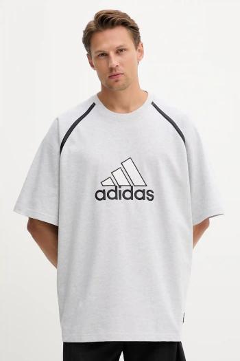 Bavlnené tričko adidas Originals Badge Tee pánske, šedá farba, s nášivkou, IM7839