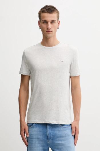 Tričko Tommy Jeans pánske, béžová farba, jednofarebné, DM0DM20363