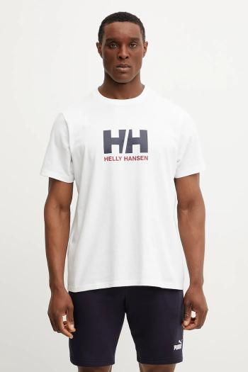 Bavlnené tričko Helly Hansen HH LOGO pánske, biela farba, s potlačou, 54596