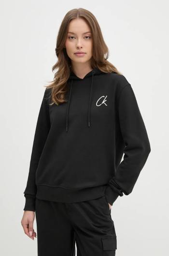 Bavlnená mikina Calvin Klein Jeans dámska, čierna farba, s kapucňou, s nášivkou, J20J224179