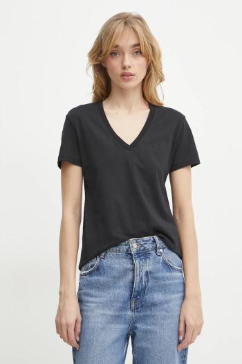 Bavlnené tričko Armani Exchange dámske, čierna farba, 6DYT37 YJDGZ