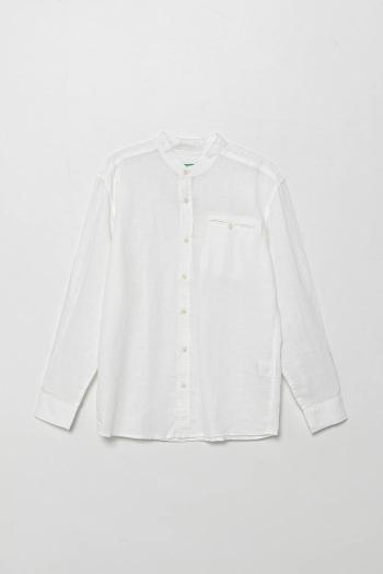Detská ľanová košeľa United Colors of Benetton biela farba, 5IPVCQ03T