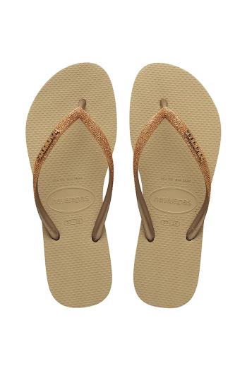 Detské žabky Havaianas SLIM GLITTER II béžová farba, 4146975