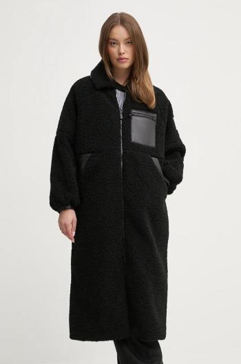 Kabát Dkny dámsky, čierna farba, prechodný, oversize, DJ4J6029