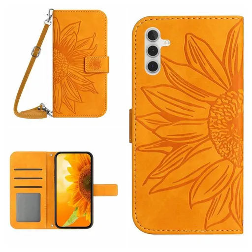 ART SUNFLOWER Peňaženkový kryt so šnúrkou pre Samsung Galaxy S25 FE žltý