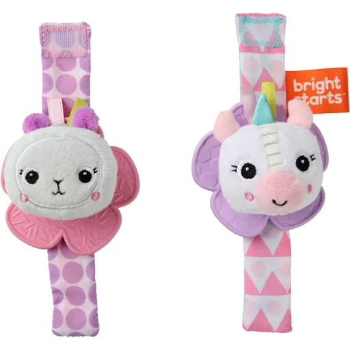 Bright Starts Wrist Pals Toy hrkálka na ruku s hryzadielkom Unicorn & Llama 0 m+ 2 ks