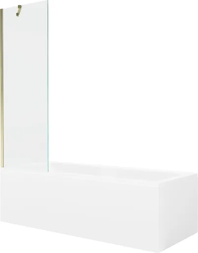 MEXEN/S - Cubik obdĺžniková vaňa 150 x 70 cm s panelom + vaňová zástena 60, transparent, zlatá 550315070X9506000050