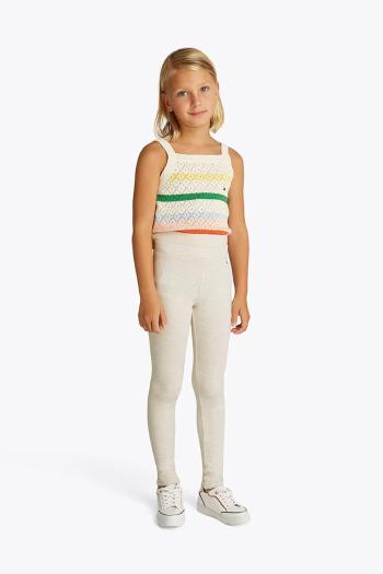 Detské bavlnené legíny Tommy Hilfiger biela farba, jednofarebné, KG0KG08421