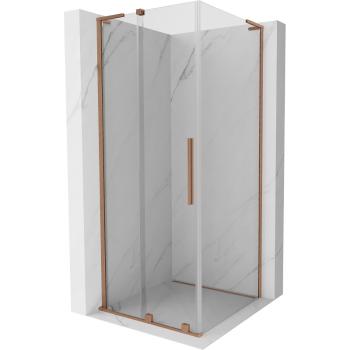 MEXEN/S - Velar L sprchovací kút, posuvné dvere 110 x 110, transparent, meď kartáčovaná 871-110-110-03-65