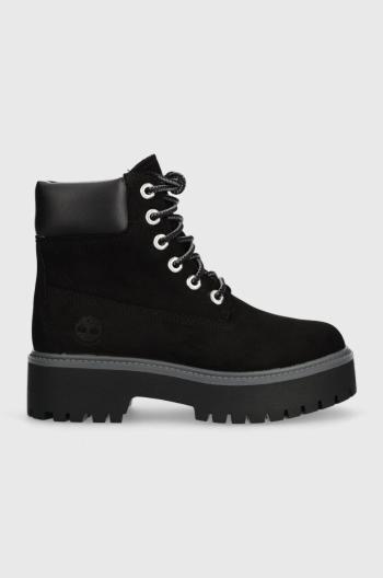 Semišové workery Timberland Stone Street 6in WP dámske, čierna farba, na platforme, jemne zateplené, TB0A5RH50151