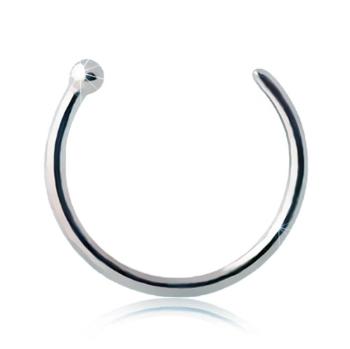 Piercing do nosa z bieleho 9K zlata - lesklý krúžok ukončený guličkou - Hrúbka x priemer: 1 mm x 6 mm