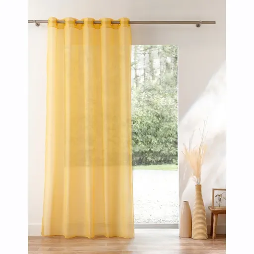 Jednofarebný voálový záves s transparentnými očkami