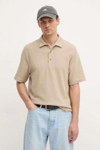 Bavlnené polo tričko Filippa K béžová farba, jednofarebné, 31560