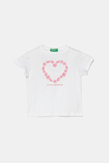 Detské bavlnené tričko United Colors of Benetton biela farba, 3JERG10J3