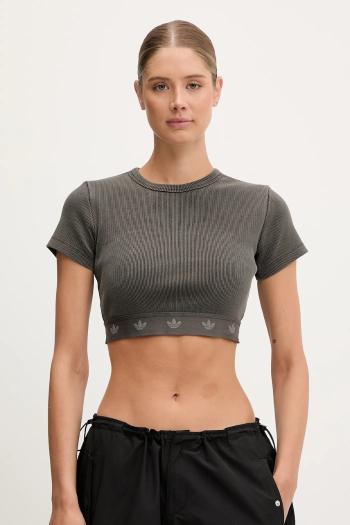 Tričko adidas Originals Rib SS Top dámske, šedá farba, JD0041