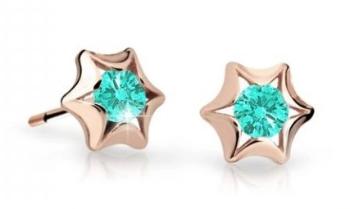 Cutie Jewellery Detské náušnice z ružového zlata C2159-30-X-4 svetlo zelená