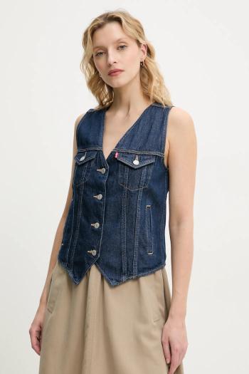 Rifľová vesta Levi's LOOSE VEST H125 tmavomodrá farba, jednoradová, 001T9