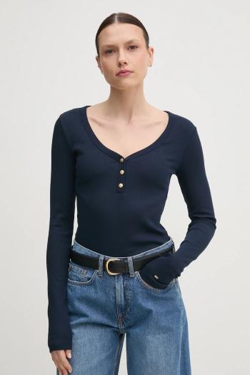 Tričko s dlhým rukávom Tommy Hilfiger tmavomodrá farba, WW0WW43905