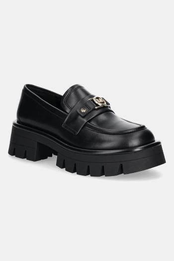 Kožené mokasíny MICHAEL Michael Kors Mandy čierna farba, na platforme, 40T5MAFP1L.001