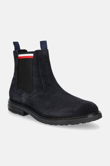 Semišové topánky chelsea Tommy Hilfiger HILIFGER OUTDOOR SUEDE CHELSEA pánske, tmavomodrá farba, FM0FM05191