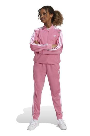 Detské tepláky adidas Originals SST TRACK PANTS ružová farba, s nášivkou, IY7462